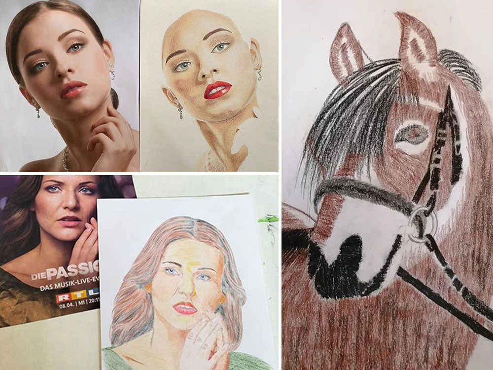 Tiere und Portraits mit Buntstift malen